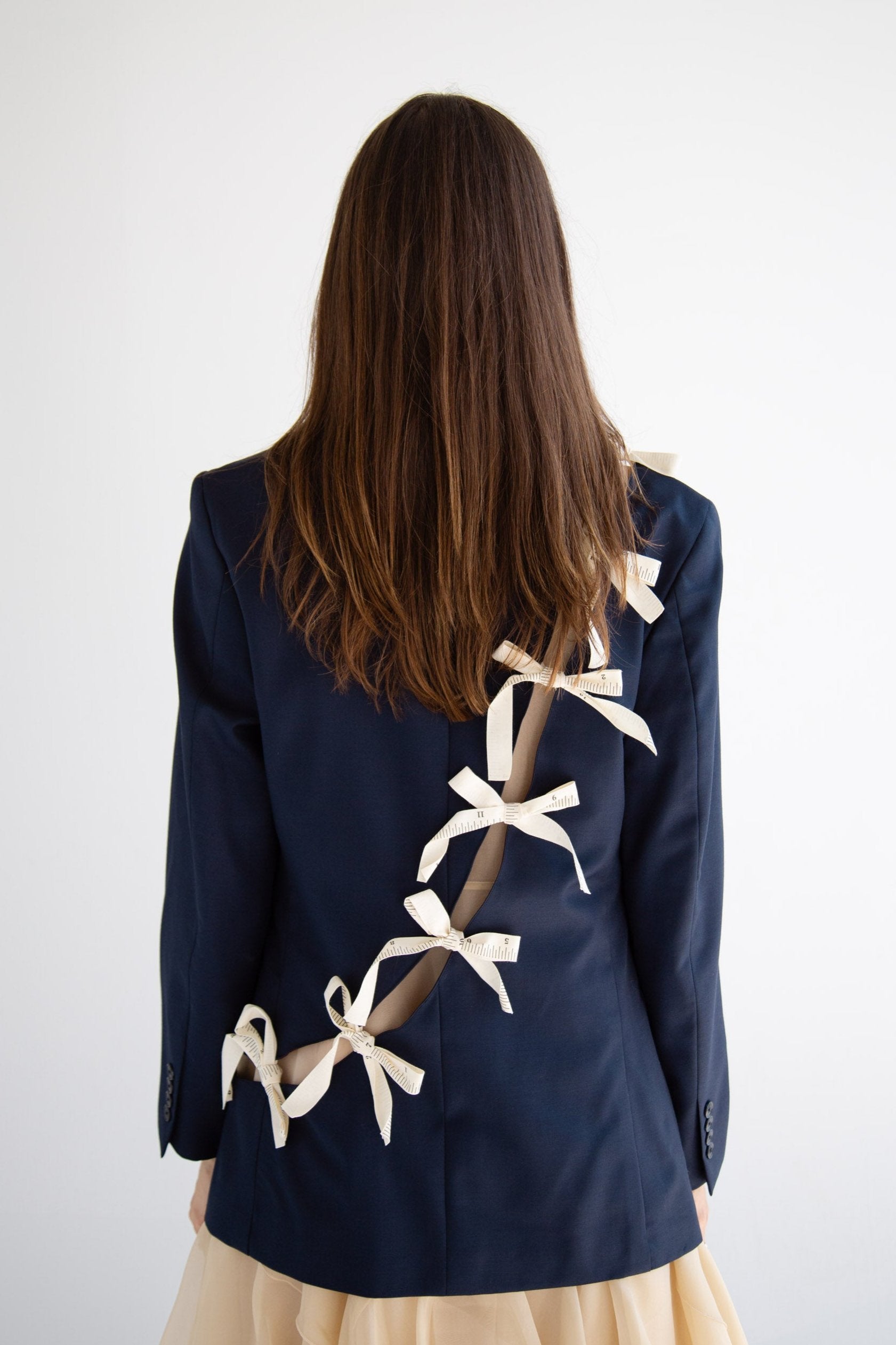Diagonal Cut-Out Blazer in Navy