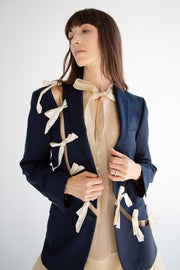 Diagonal Cut-Out Blazer in Navy