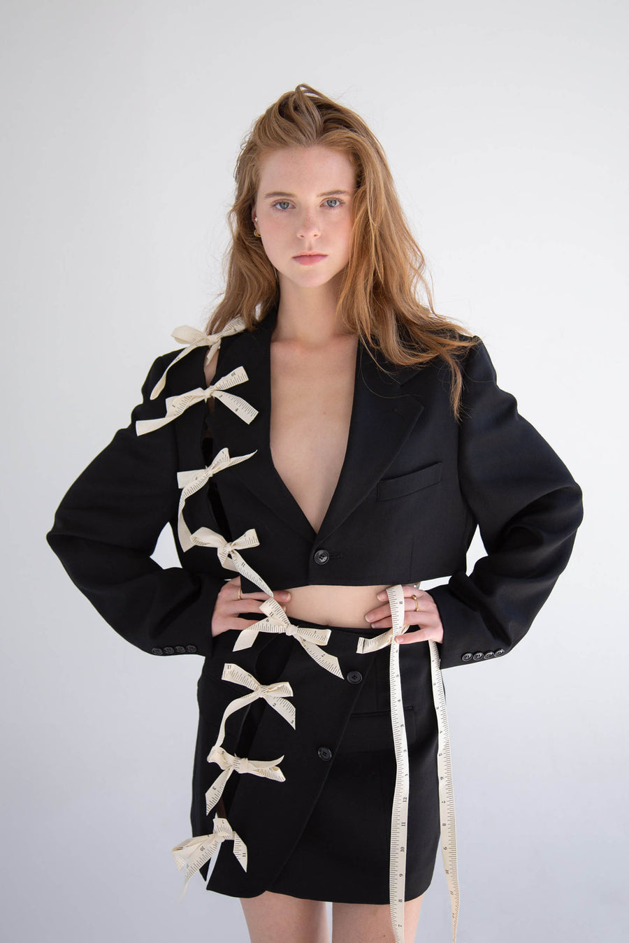 Made To Order Shoulder Cut-Out Crop Blazer Set