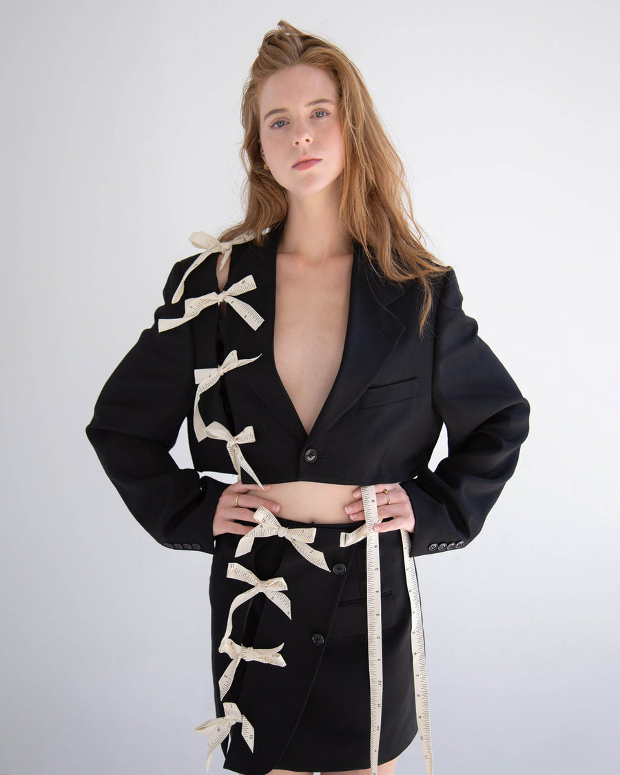 Cut-Out Blazer Skirt in Navy