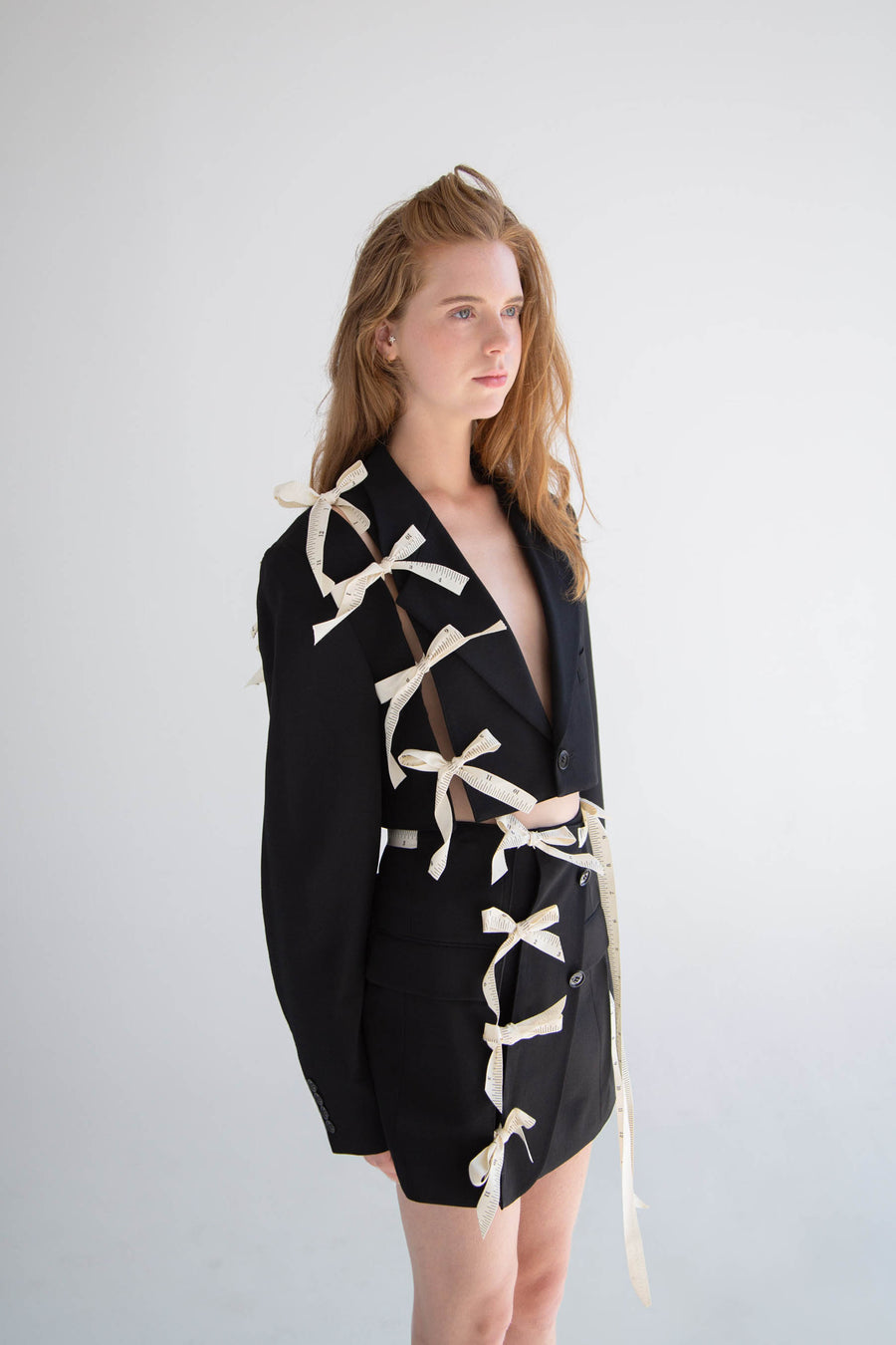 Made To Order Shoulder Cut-Out Crop Blazer Set