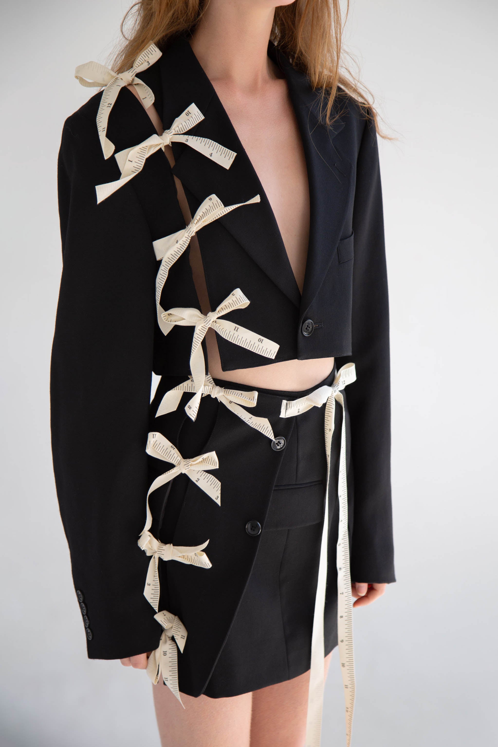 Cut-Out Blazer Skirt in Navy