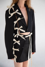 Cut-Out Blazer Skirt in Navy
