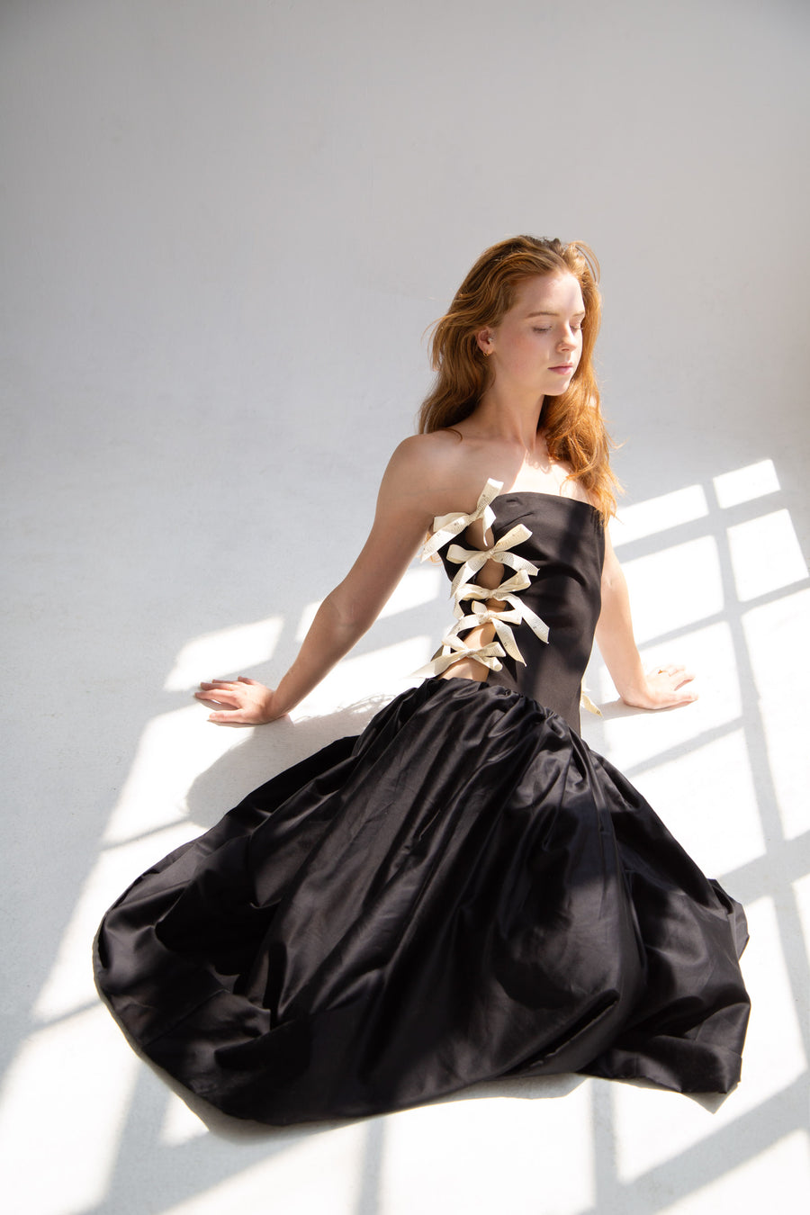 Side Bows Cut-Out Dress in Black
