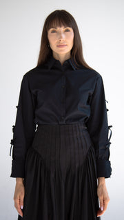 Long Sleeve Shirt with Bows in Black