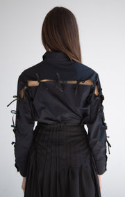Long Sleeve Shirt with Bows in Black
