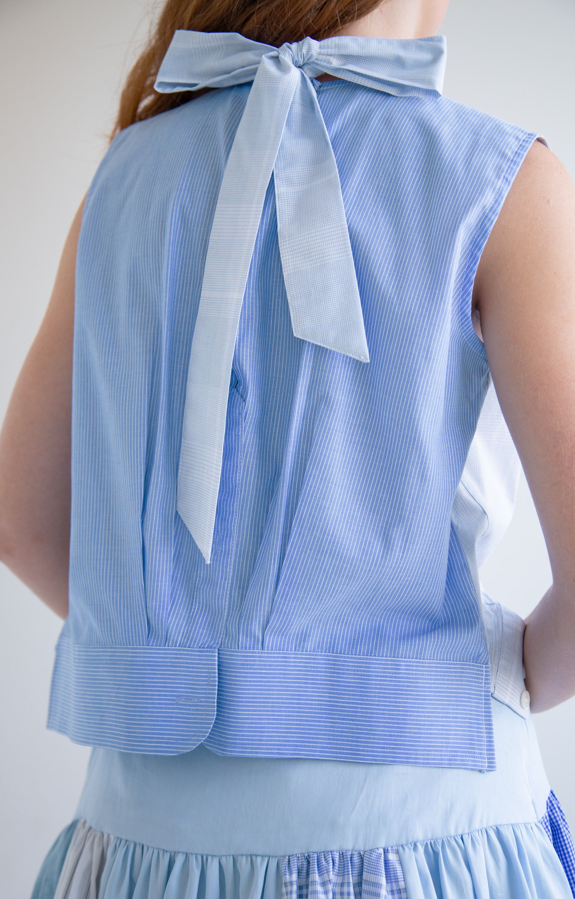 Bow Sleeveless Top in Blue