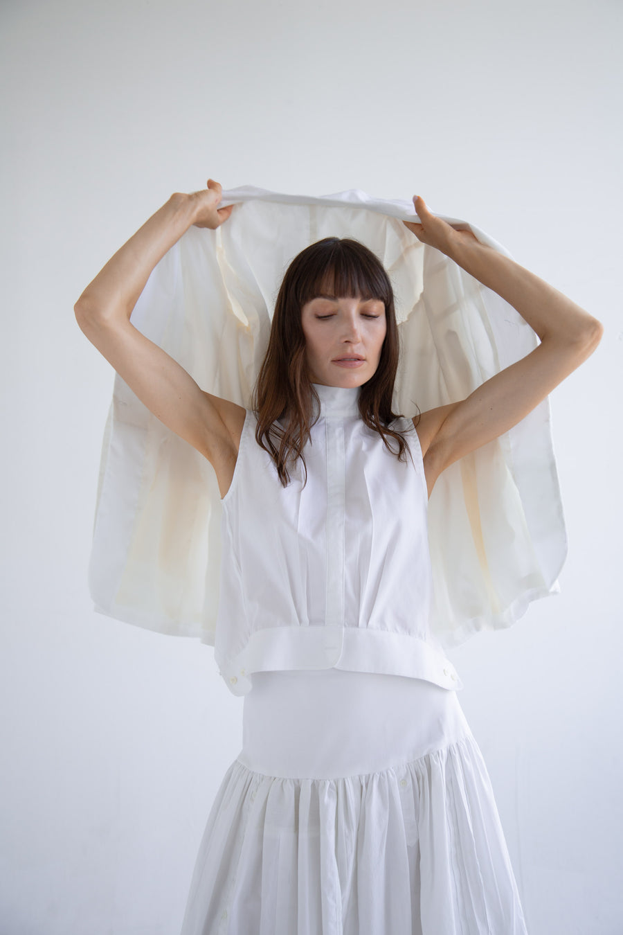 Bow Sleeveless Top in White
