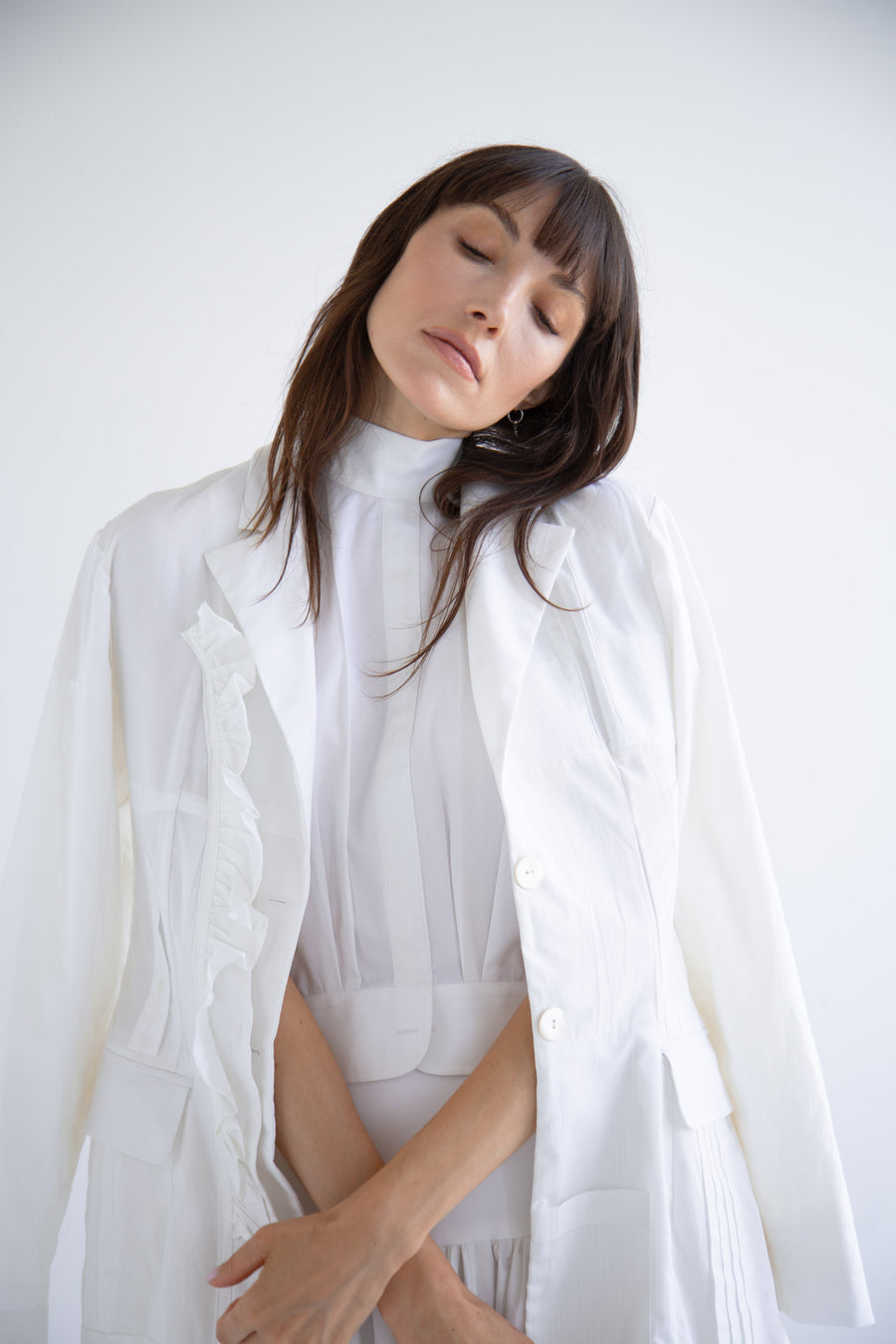 Bow Sleeveless Top in White