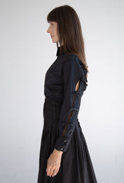 Long Sleeve Shirt with Bows in Black