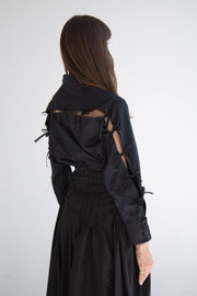 Long Sleeve Shirt with Bows in Black