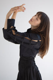 Long Sleeve Shirt with Bows in Black