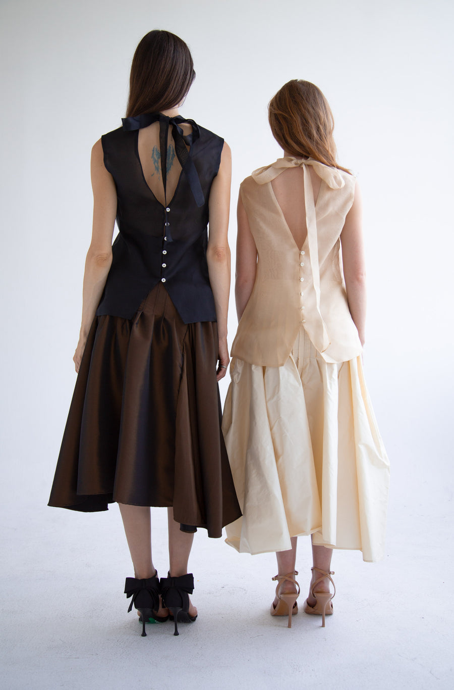 Silk Button Detail Blouse in Black