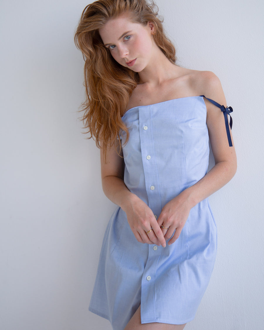 Button-Up Shirt Dress in Blue