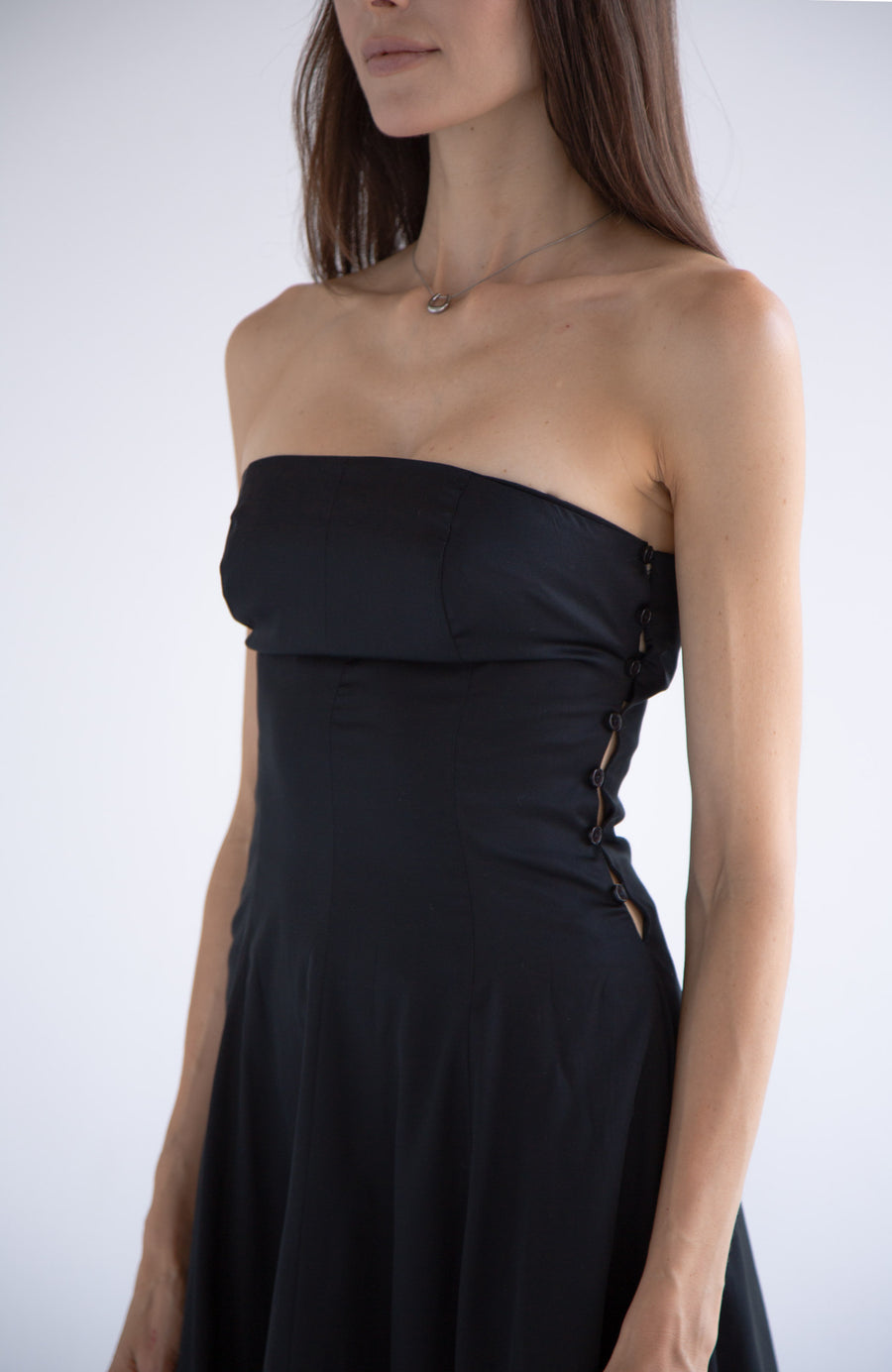 Side Button Detail Dress in Black