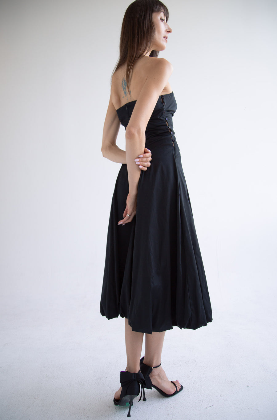 Side Button Detail Dress in Black