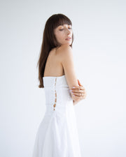 Side Button Detail Dress in White
