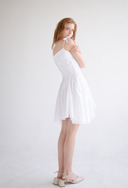 Pleated Flared Dress in White