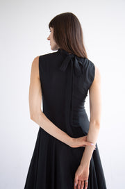 Bow Neck Bubble Dress in Black