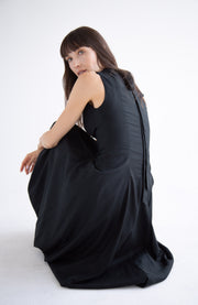 Bow Neck Bubble Dress in Black