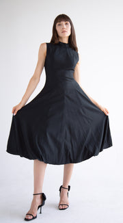 Bow Neck Bubble Dress in Black
