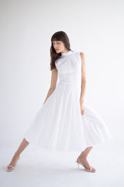Bow Neck Bubble Dress in White