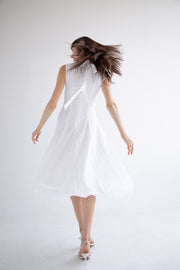 Bow Neck Bubble Dress in White