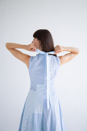 Bow Neck Bubble Dress in Blue