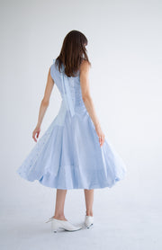 Bow Neck Bubble Dress in Blue