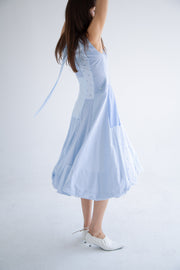 Bow Neck Bubble Dress in Blue