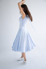 Bow Neck Bubble Dress in Blue