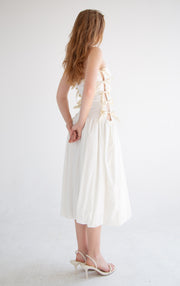 Side Bow Cut Out Dress in White