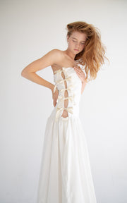Side Bow Cut Out Dress in White