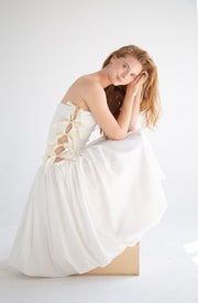 Side Bow Cut Out Dress in White