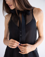 Silk Layered Maxi Dress in Black