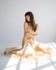 Silk Layered Maxi Dress in Beige