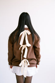 Pullover Sweatshirt with Bows in Cream