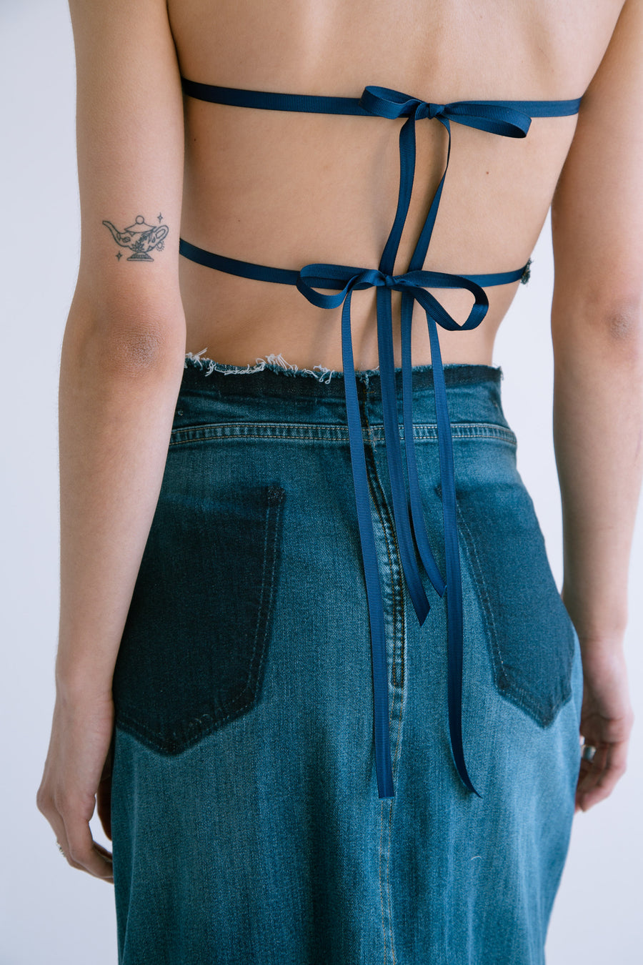 Denim Patchwork Maxi Skirt