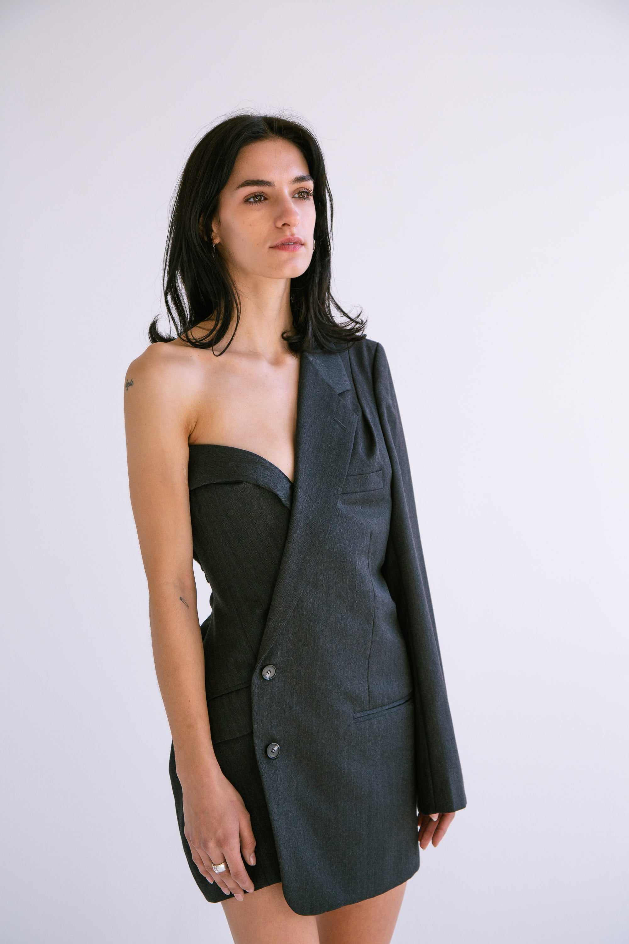 One Shoulder Blazer Dress