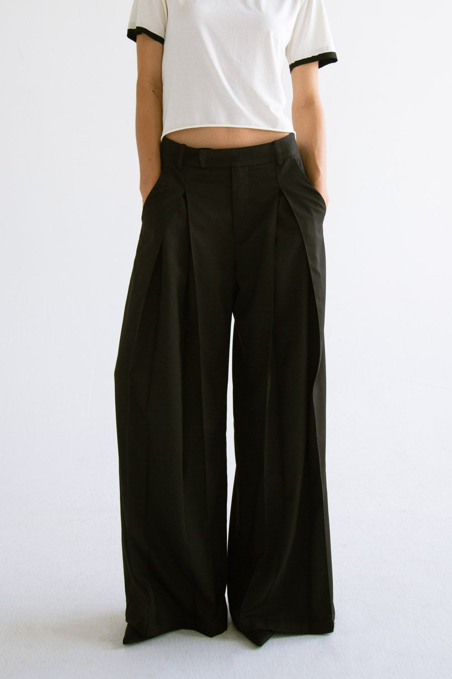 Pleated Wide Leg Pant in Black