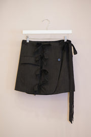 Shoulder Cut-Out Crop Blazer Set Black