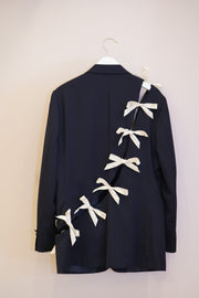 Diagonal Cut-Out Blazer Navy