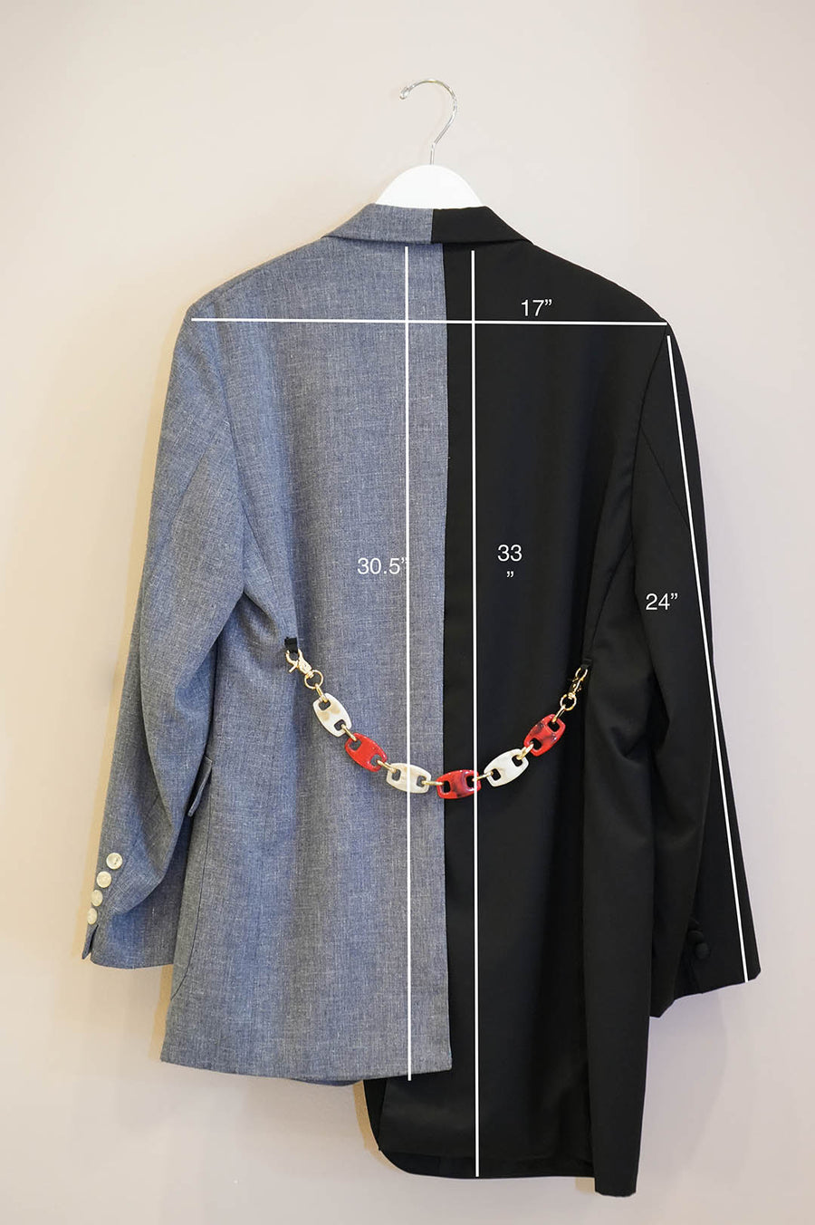 Half & Half Blazer w/ Chain