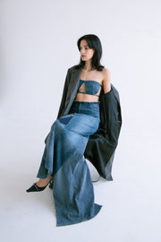 Denim Patchwork Maxi Skirt