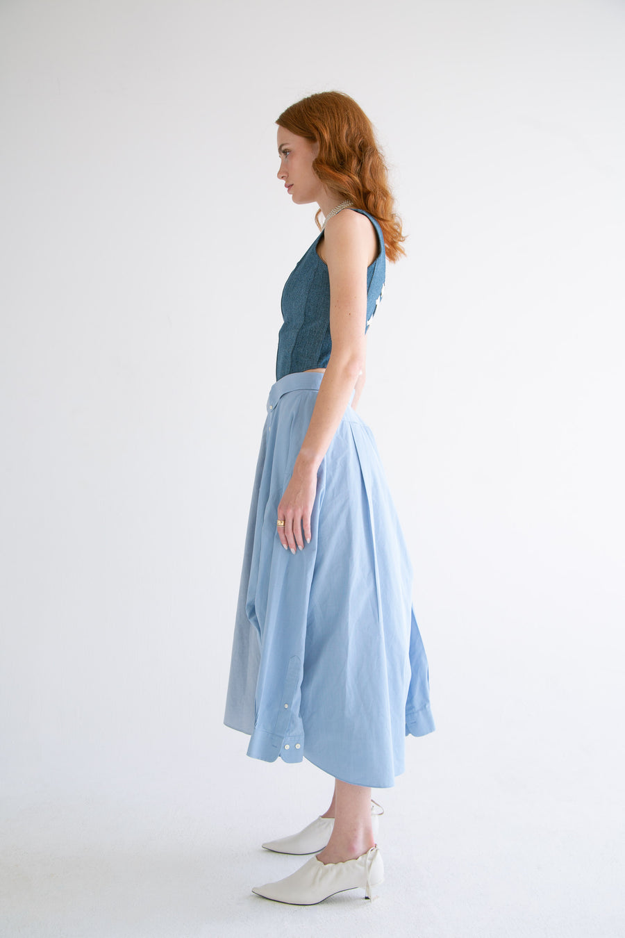 Wrap Shirt Skirt in Blue