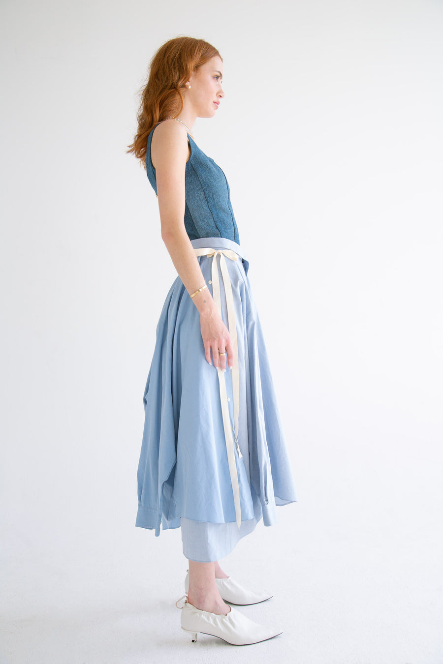 Wrap Shirt Skirt in Blue