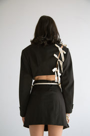 Cut-Out Blazer Skirt with Measuring Tape Ribbon