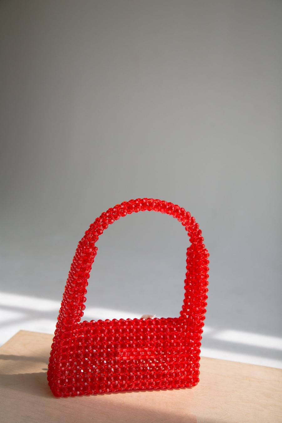 Beaded Baguette Bag in Red