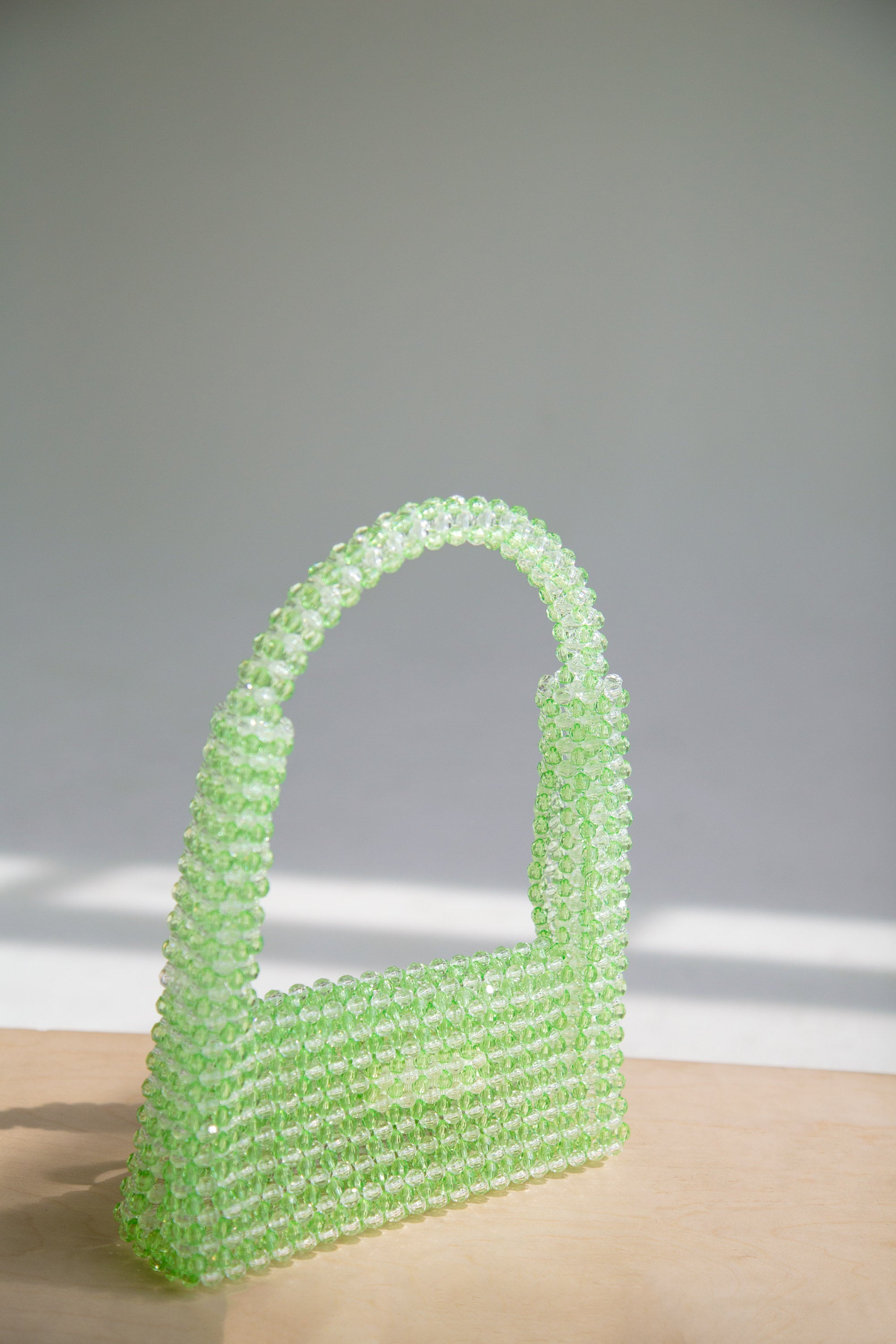 Beaded Baguette Bag in Green