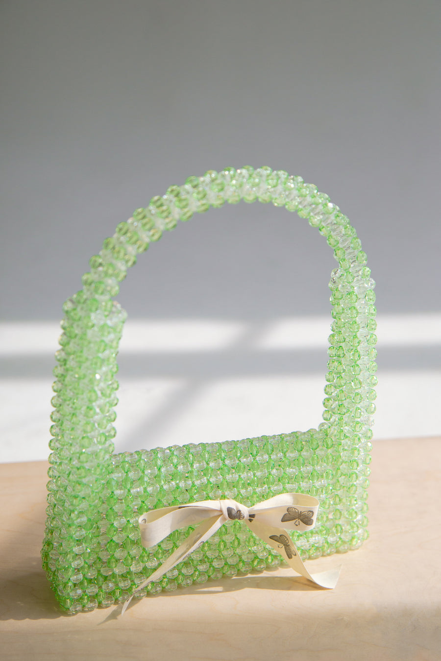 Beaded Baguette Bag in Green